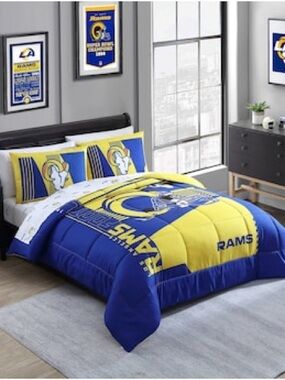NFL Los Angeles Rams Comforter Set - Blue & Yellow Team Design
